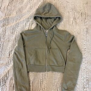 Divided Sage Green Cropped Hoodie